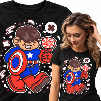 KOSZULKA DAMSKA  ANIMOWANA SUPERHERO AMERICAN KID